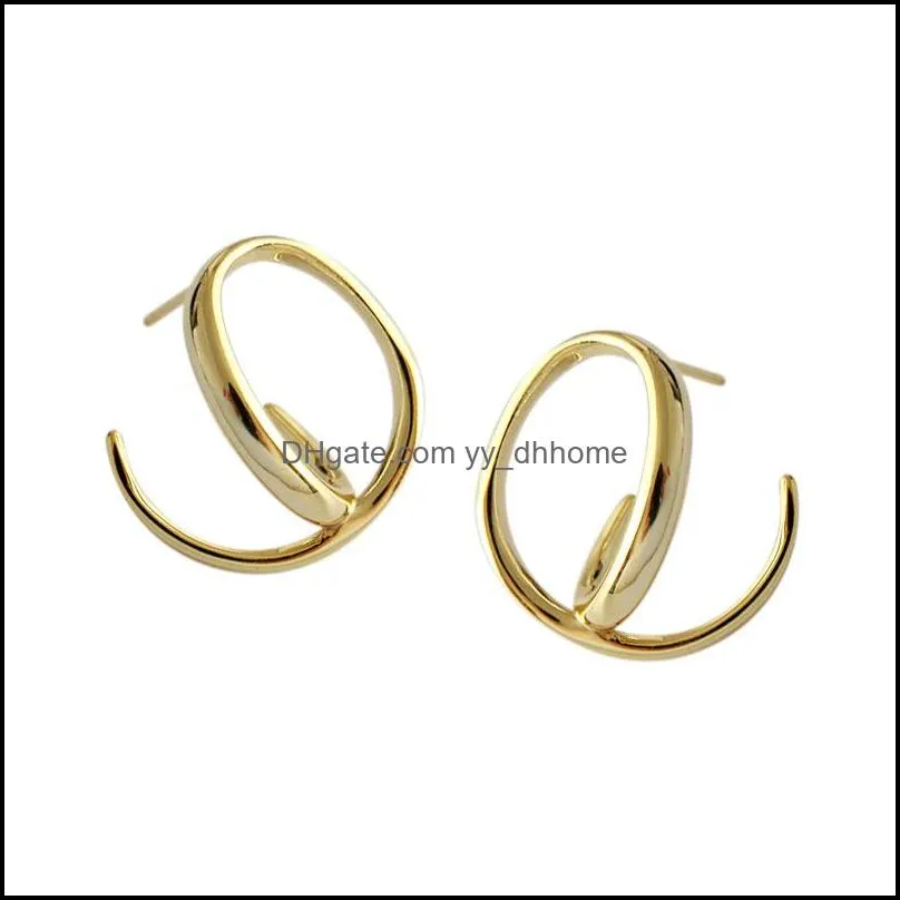 Pure 925 Sterling Silver Stud Earring Brinco Korean Style Irregular Geometric Lines Earrings for Women Fine Jewelry YME542
