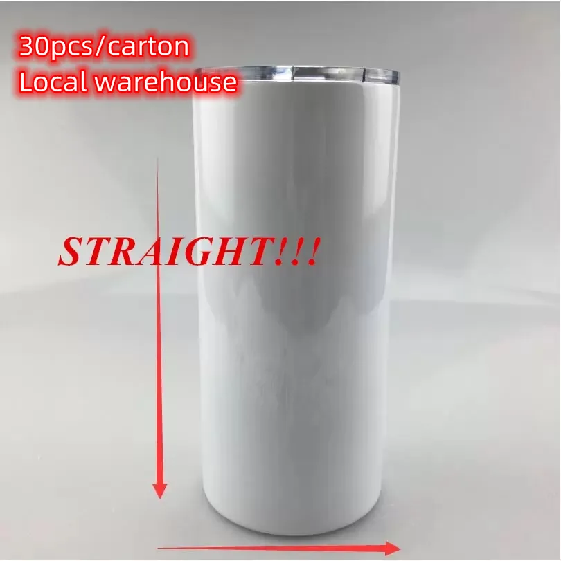 22oz sublimation straight Tumbler 304 Stainless Steel Tumbler with Lid Fatty Tumblers Double Wall Insulation Vacuum Water Cup Coffee Mug Car Mugs