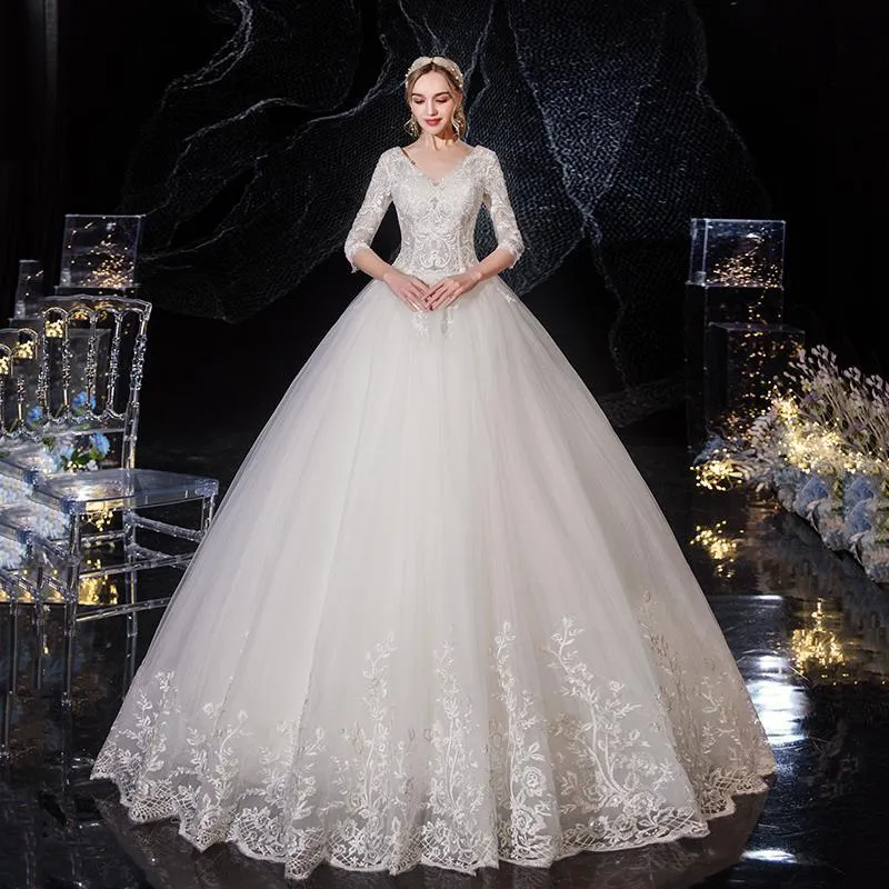 Luxury Princess Silk Ballgown Wedding Dress With Pearls And Sweetheart  Neckline, Chapel Train, And Long Sleeves Vestido De Novia From Magic_gown,  $244.76 | DHgate.Com