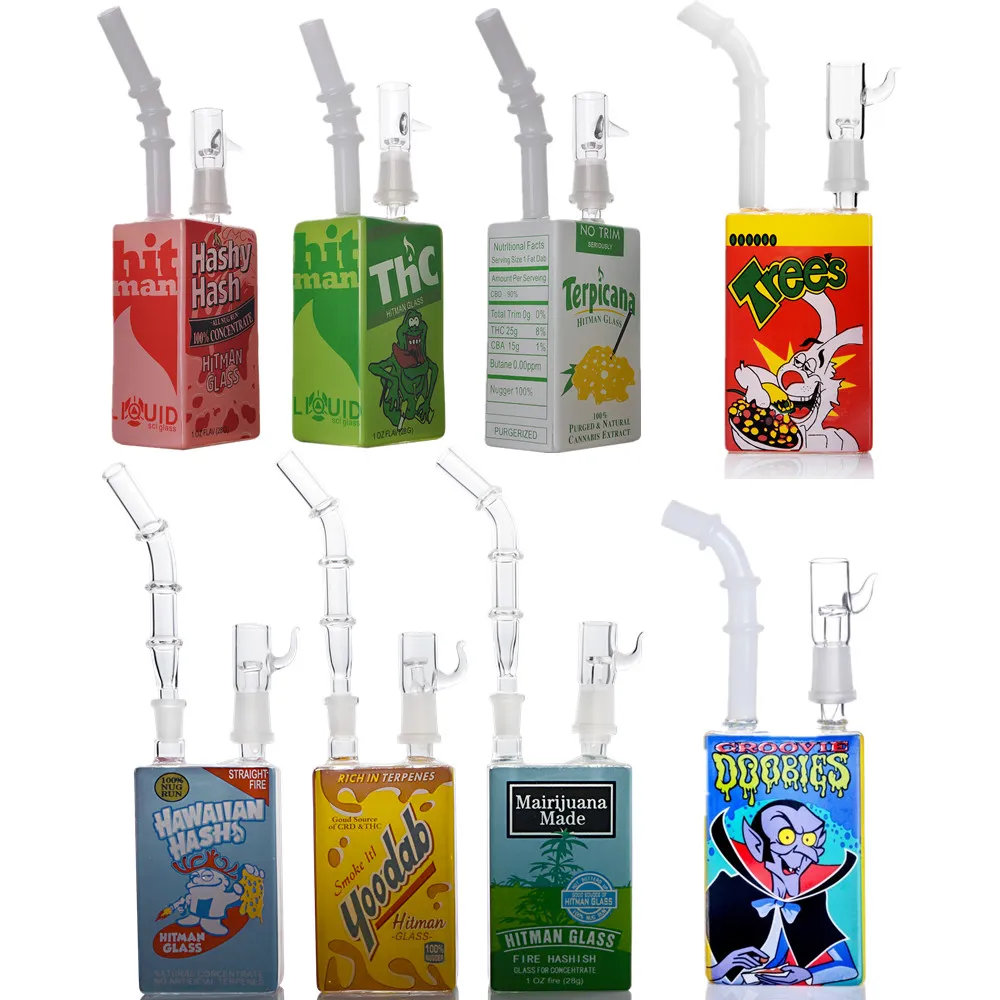 Glass Juice Box Hookah Dabbers Liquid Water Pipes Smoking Bongs Portable Oil Rigs Smoking Accessories