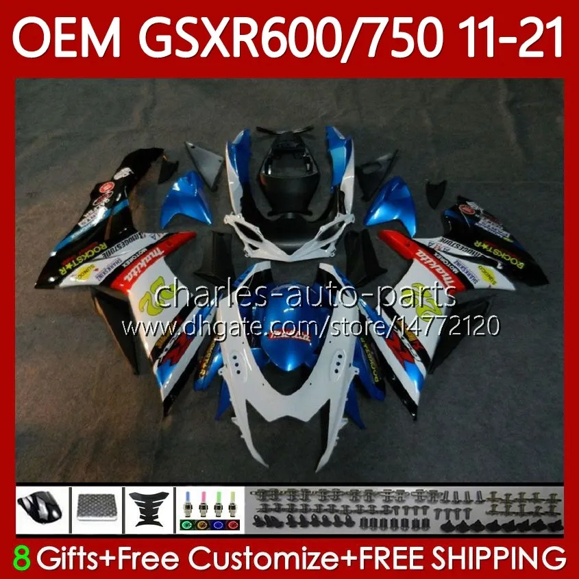 Einspritzkörper für Suzuki GSXR 600 750 CC K11 GSXR-600 600CC 750CC 11–21 121No.26 GSXR750 GSXR600 weiß blau schwarz 11 12 13 14 15 16 GSXR-750 2017 2018 2019 2020 2021 Verkleidung