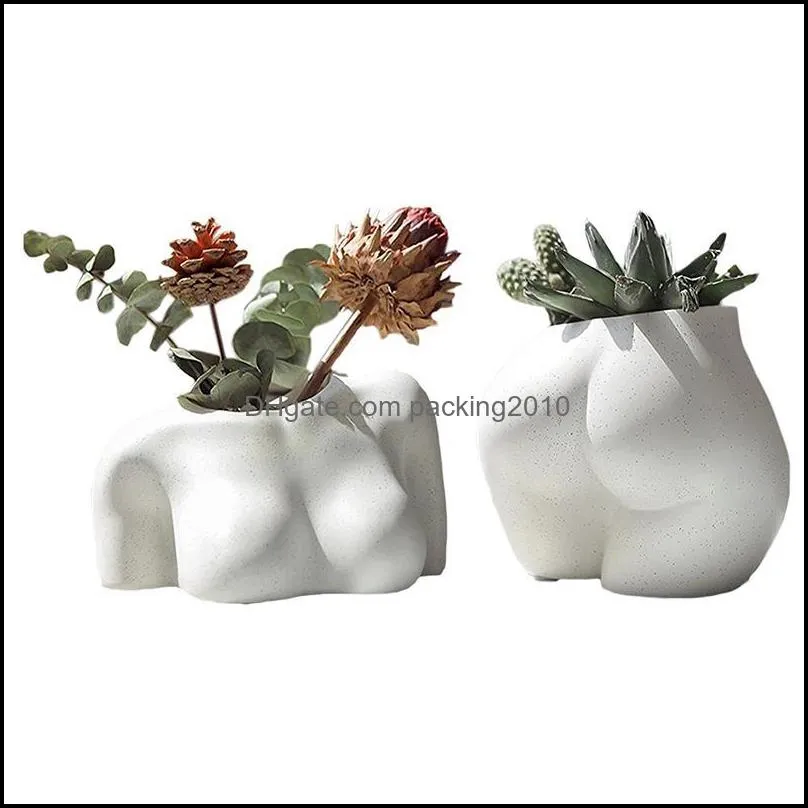 Vases Bust/Buttocks Sculpture Vase Resin Sexy Body Flower Pot Living Room Garden Decoration Nordic Female Art Ornament