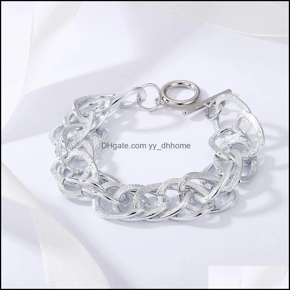 multilayer hollow thick matte gold silver color link chain bracelet for women gifts friends jewelry wholesale