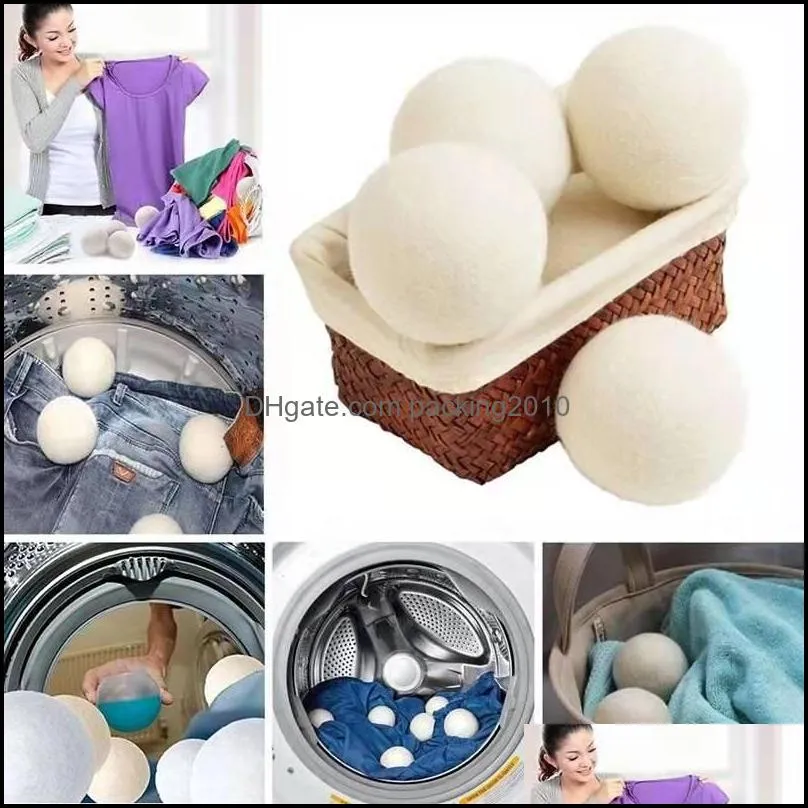 Wool Dryer Balls Premium Reusable Natural Fabric Softener 2.76inch Static Reduces Helps Dry Clothes in Laundry Quicker Free DHL