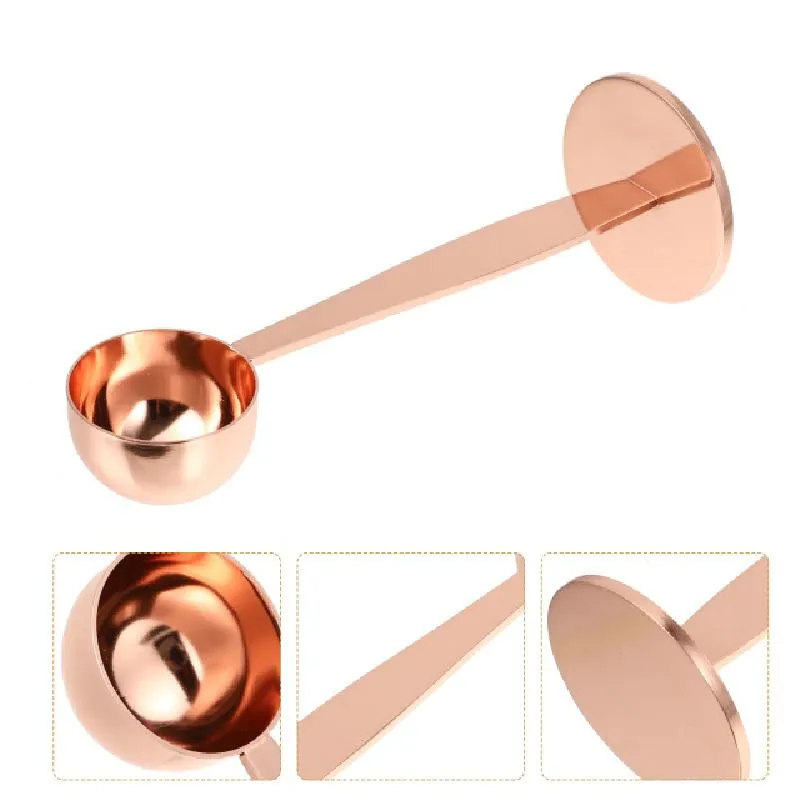 Stainless Steel 2 In 1 Coffee Scoop Stand Tamper Spoon Tools Portable Coffee Powder Measuring Scoops LX4680