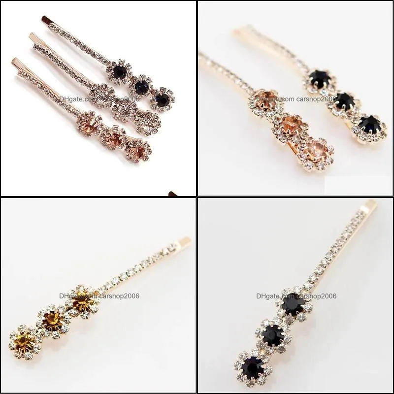 Korean Fashion Stone Hair Accessories Clips Round Rhinestone Crystal Barrette For Women Hair Jewelry