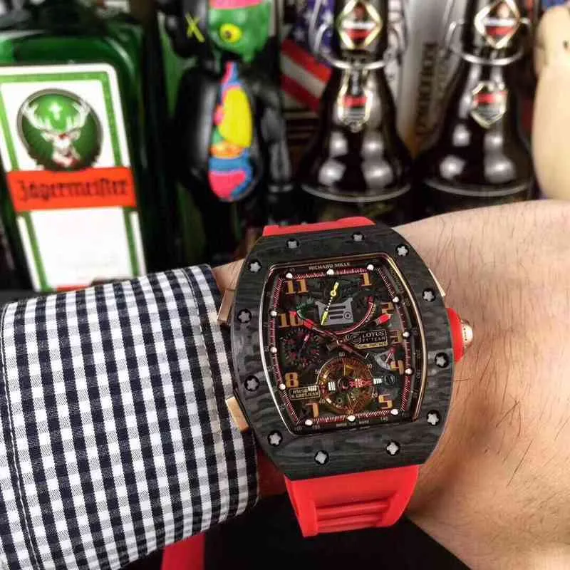 Watches Wristwatch Designer Luxury Mens Mechanical Watch Richa Milles RM12-01 Hela automatisk rörelse Sapphire Mirror Rubber Watchband