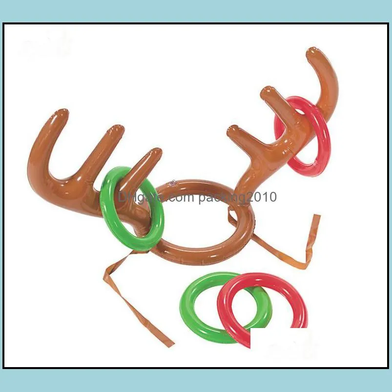 Party Hats Festive Supplies Home Garden 100Pcs New Inflatable Kid Children Fun Christmas Toy Toss Game Reindeer Antler Hat W Dls