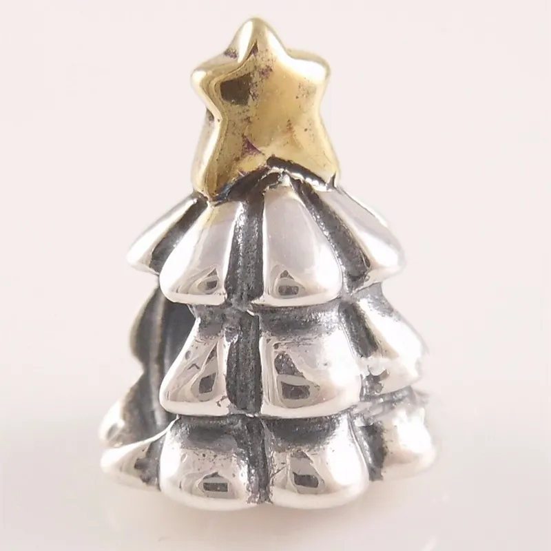 Abalorio de árbol de Navidad de alta calidad, abalorios Pandora de plata 925 para pulseras, kits de fabricación de joyería DIY, cuentas sueltas de plata al por mayor 790365