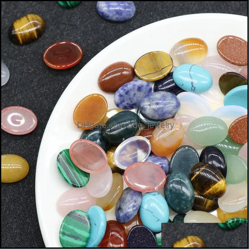 13*18mm flat back assorted loose stone oval cab cabochons beads for jewelry making healing crystal wholesale