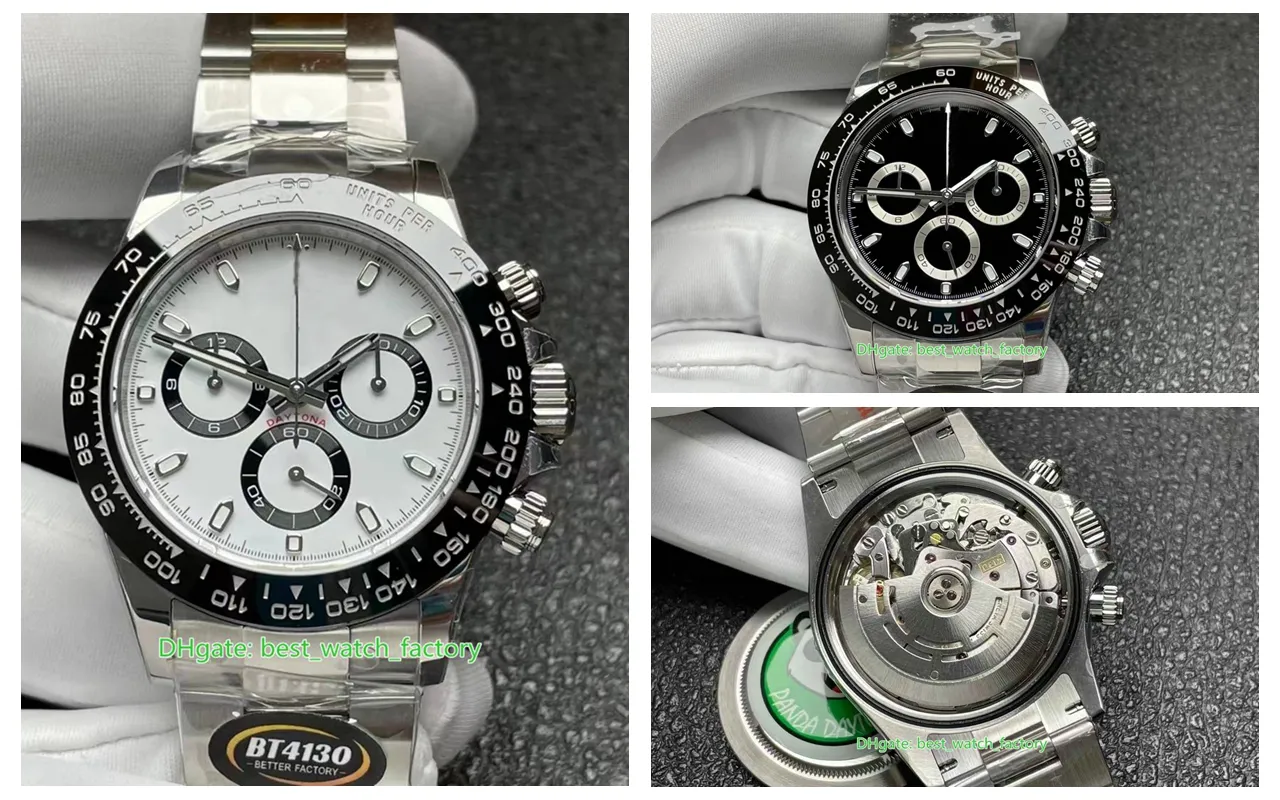 BT Better Factory Herrenuhren, extradünn, 40 mm x 12,2 mm, 116500 Panda 904L Stahl, Keramik, Chronograph CAL.4130 Uhrwerk, mechanische Automatikuhr, Herren-Armbanduhren