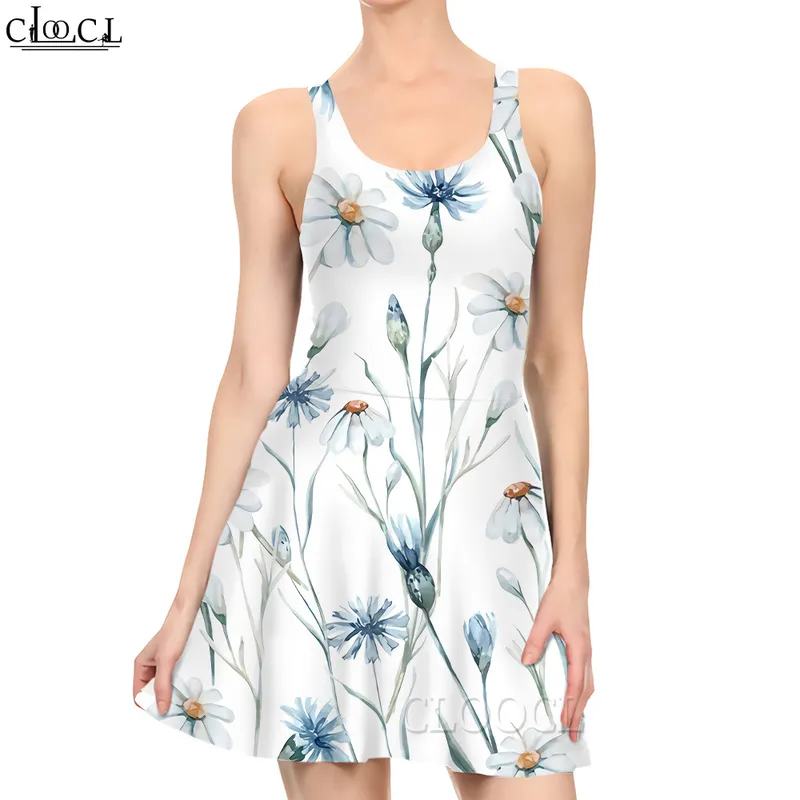 Women Dress Simple Flower Pattern 3D Printed Mini Dress for Fashion Sleeveless Sexy Slim Beach Dressess Female Clothes 220616