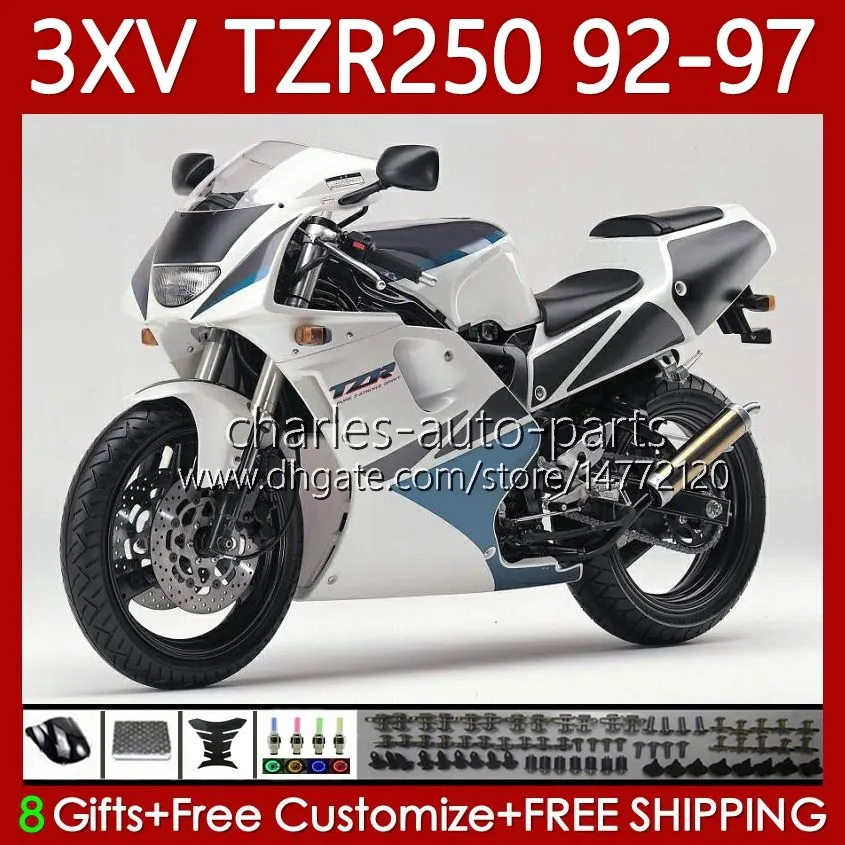 Verkleiningen voor Yamaha TZR 250 TZR250 RR RR TZR-250 TZR250R 92 93 94 95 96 97 Lichaam 117NO.51 YPVS 3XV Wit Blk Blauw TZR250-R 1992 1993 1994 1995 1996 1997 TZR250RR 92-97 Carrosserie