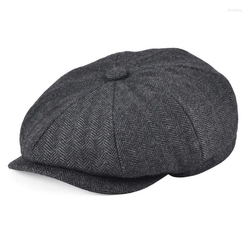 Bérets Laine Tweed Sboy Cap Chevrons Hommes Femmes Gatsby Blanc Rétro Chapeau Pilote Plat Classique Conception Haute Qualité CapBérets Oliv22