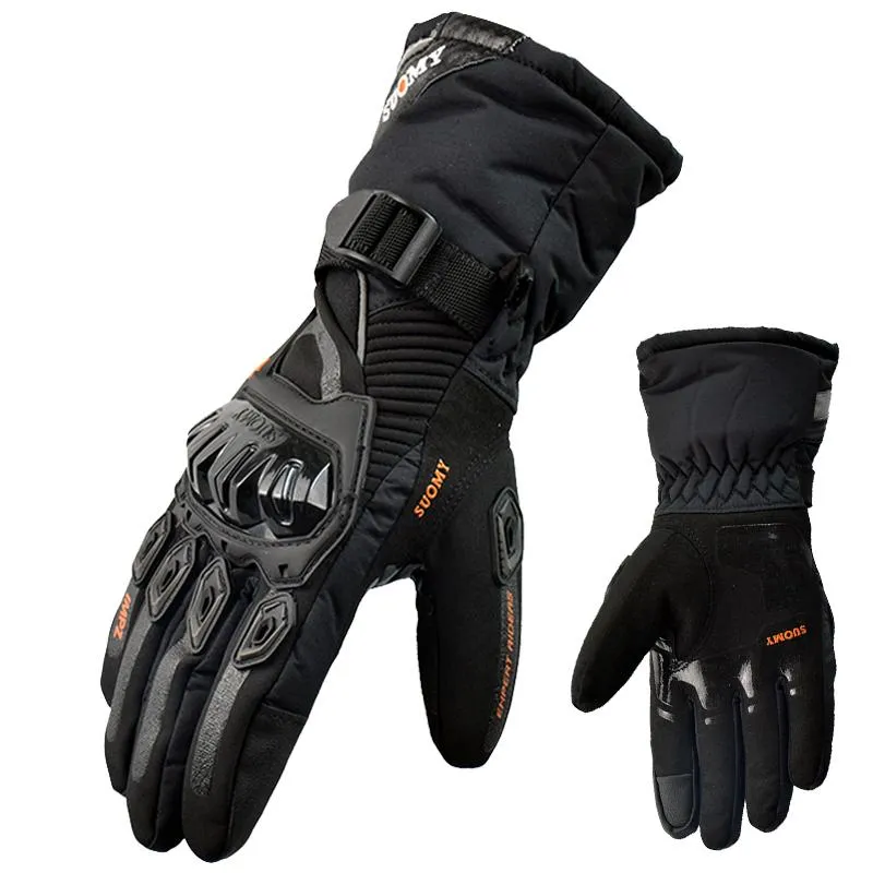 Cinq doigts gants hiver chaud moto 100 % étanche écran tactile coupe-vent