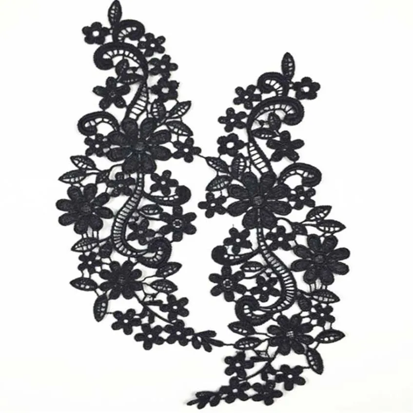 Patches en tissu collier de garniture Applique pour robe / mariage / chemise / vêtements / bricolage / couture fleur en dentelle brodée florale nice306c