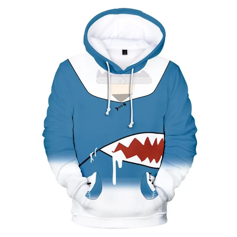 Erkek Hoodies Sweatshirts Anime Hololive Gawr Gura Hooded Sweatshirt Cosplay 3D Baskı Kapşı Hoodie Zipper Up Pullover Ceket Ceket Cadılar Bayramı