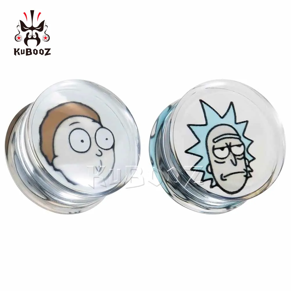 KUBOOZ Transparent Acrylic Old Man And Child Ear Tunnels Plugs Piercing Body Jewelry Earring Expanders Stretchers Wholesale 8mm to 30mm 40PCS