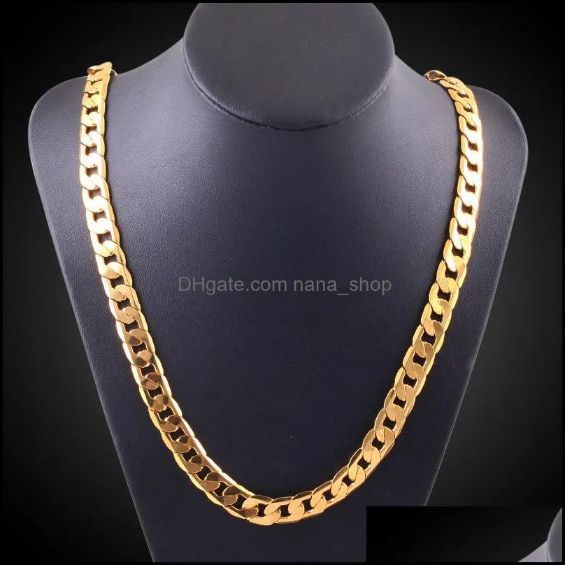 Fashion 10MM 18K Gold plated chains men`s Hiphop 20 inch Figaro Chain necklaces For women Hip Hop Jewelry Accessories Gift Hot sale