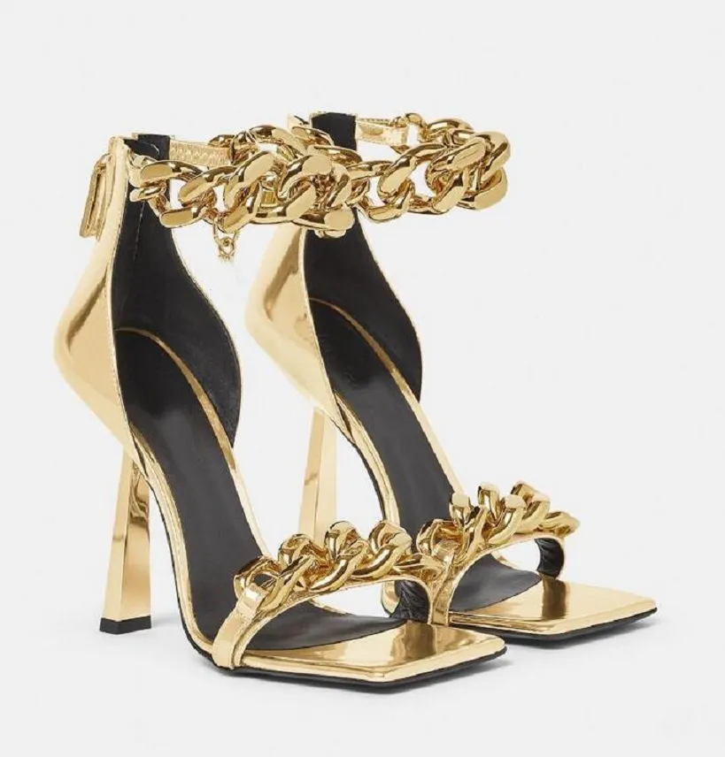 Sandali Con Tacco Alto Con Caviglia Oro Femminile Eleganti Scarpe Da Sposa Da Sposa Da Sposa A Stiletto Pelle Cuoio Brevettata Suola In Gomma Chiusura Della Fibbia UE 35 43 Da 8 11 DHgate