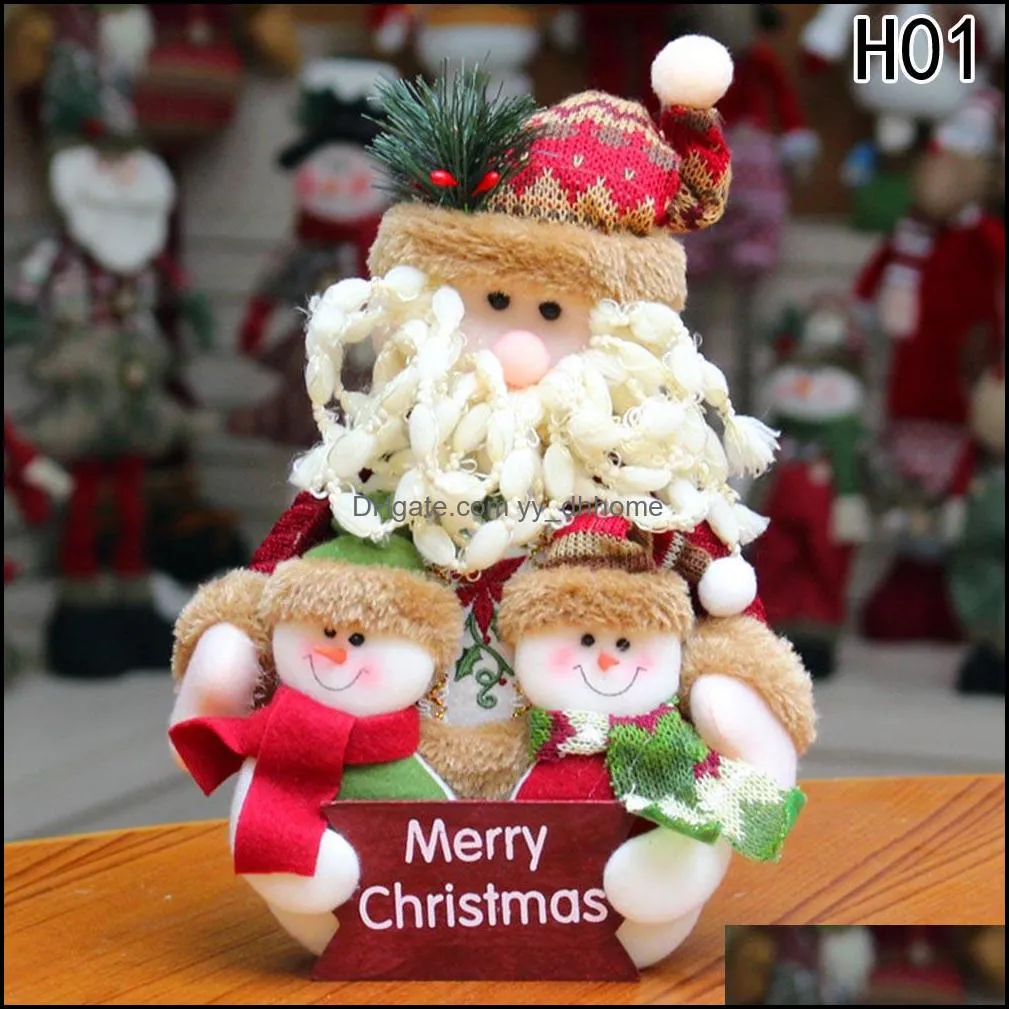 Cute Xmas Santa Snowman Family Portrait Rag Doll Decoration Merry Christmas