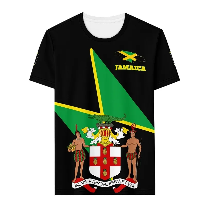 Flaga Jamajki Czarnożółte zielone nadruki Tekst Design niestandardowy street noszenie niestandardowa koszulka dla mężczyzn Szybka sucha wygodna kropla 220609