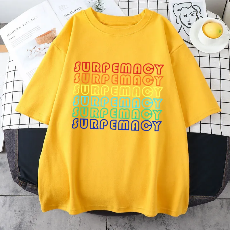 Surpemacy Y2K tee multicolor Short sleeve Women Letter logo top Men Couple Fashion Unisex Cotton T-shirt Stitching magic style designer brand