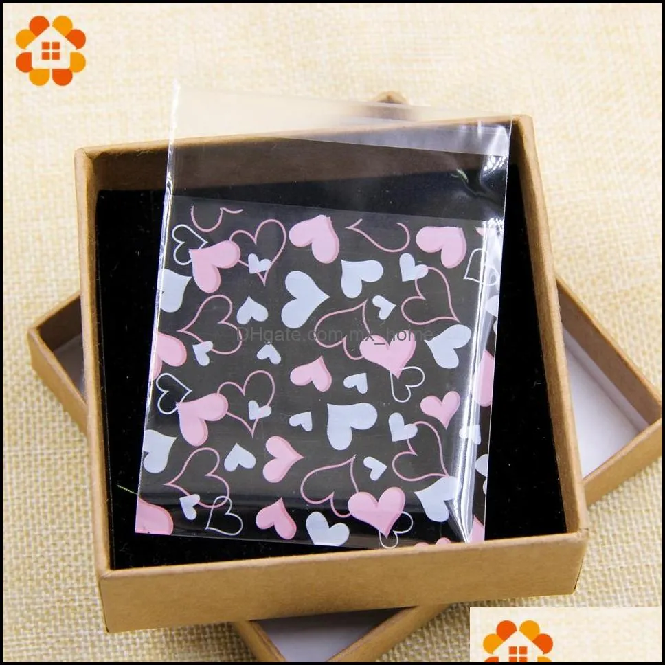 100PCS 2Sizes Love Heart Candy &Cookie Plastic Bags Self-Adhesive For DIY Biscuits Snack Baking Package Decor Kids Gift Supplies