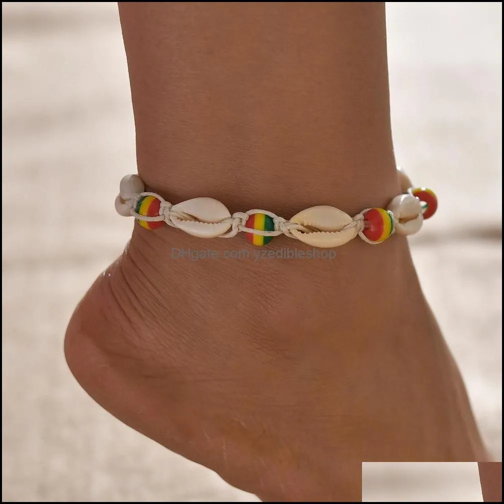 Bohemian Turtle Shell Summer Beach Anklet For Women Tortoise Seashell charm String beads chains Ankle bracelets on Leg Boho Jewelry