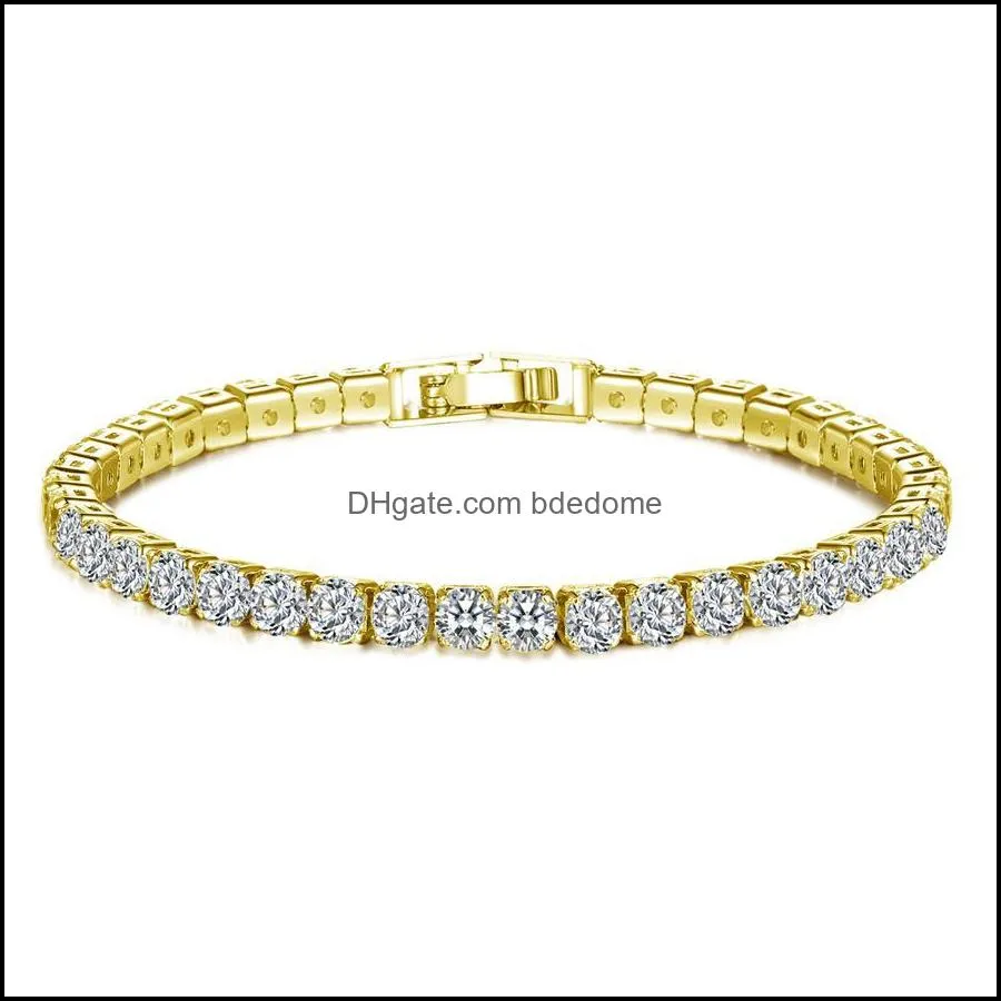 18K White/Yellow Gold Plated Sparkling Cubic Zircon CZ Cluster Tennis Bracelet Fashion Womens Jewelry for Party Wedding276E