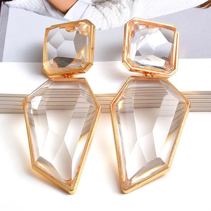 Dangle & Chandelier Fashion Jewelry Acrylic Geometric Earrings Trendy Clear Resin Drop For Women Femme Brincos WhoelsaleDangle Odet22