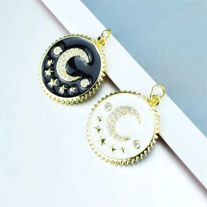 Naszyjniki wiszące Słońce księżyc wisiorki urok do biżuterii robienie vintage złoty miedziany cyrkon cz kryształowy naszyjnik akcesoria moda moda