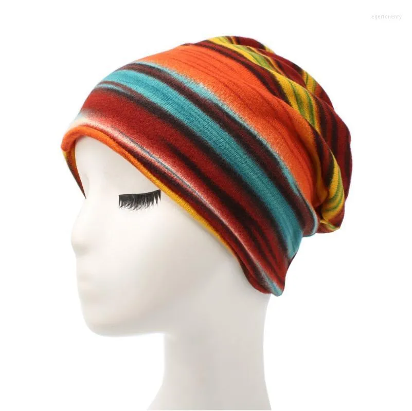 Mulheres homens unissex malha de inverno bonei casual grisões coloridas moda listras horizontais Hip-hop Snach Slech Skullies Bonnet Beanie Beanie/Skull