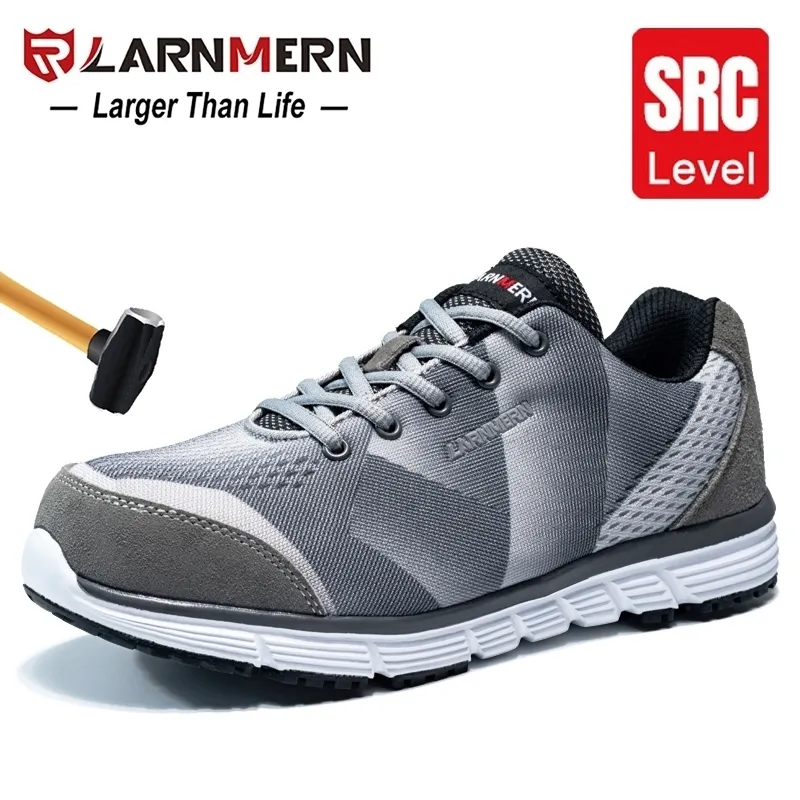 Larnmern Mens Work Shoes Steel Toe Safety Shoes Bekväma Lätt antismashing Nonslip Construction Protective Footwear Y200915