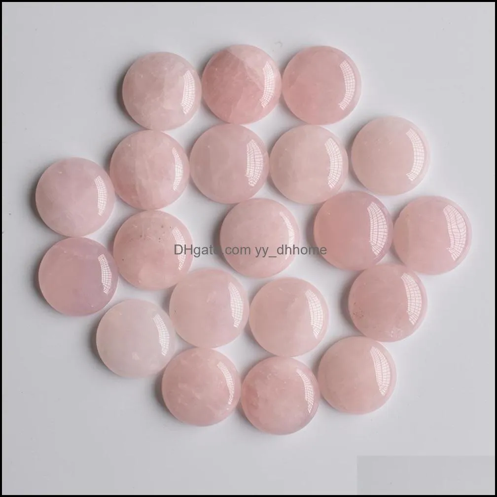 natural stone 20mm round loose beads opal rose quartz tiger`s eye turquoise cabochons flat back for necklace ring earrrings jewelry