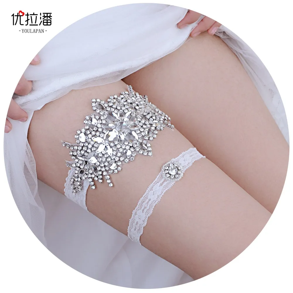 Accessori per giarrettiera da sposa con diamanti fatti a mano Gamba Sexy bordo in pizzo bianco Anelli per coscia stile principessa Anello da donna Accessorio per matrimonio 2570