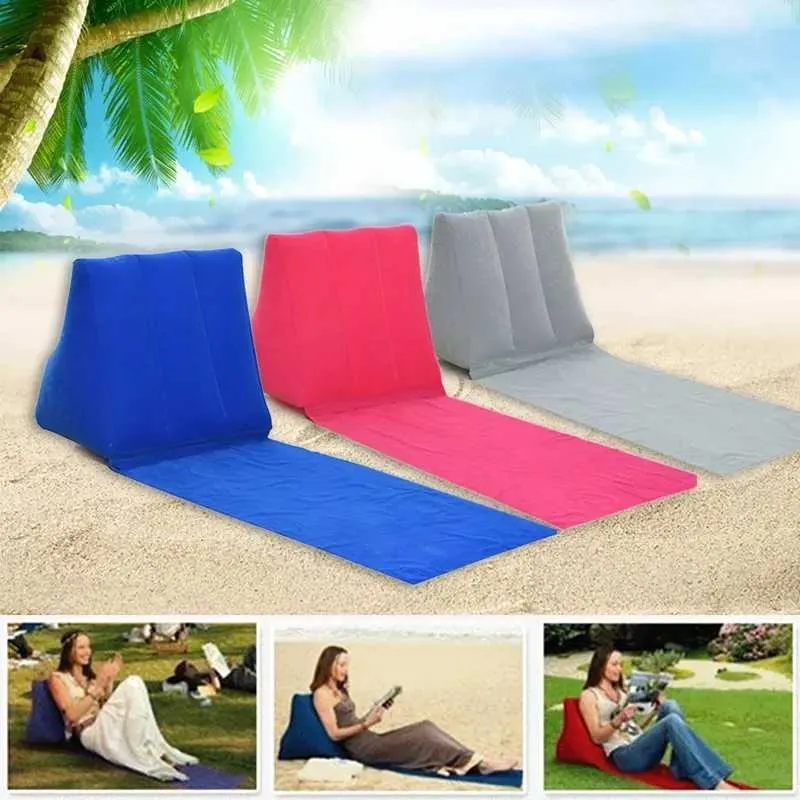 Uppblåsbar strandmatta camping recliner bakkudde triangel kudde stol triangel kil inventering grossist 15 st mk029