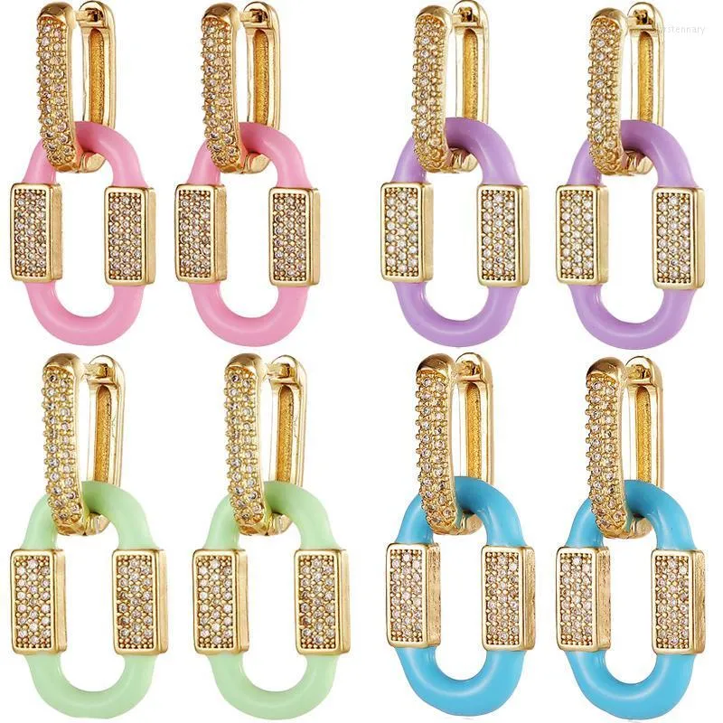 Hoop Huggie utsökta emaljörhängen 2022 Trend Geometric Drop Earring for Women Friendship Jewelry Giftshoop Huggiehoop Kirs22