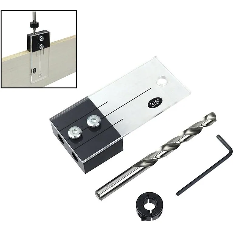 Set di utensili manuali professionali 1/2 '' 3/8 '' 1/4 '' Jig per fori tascabili Kit di foratura per tasselli per la lavorazione del legno Guida per trapano verticale Ac