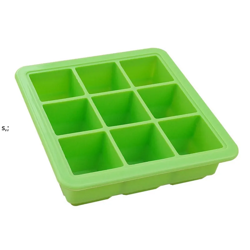 Bar Ice Mold 9 Grid Food Grade Siliconen Ices Lade Mold met Deksel Vierkante Vorm Keuken Taverne-accessoires RRE13459