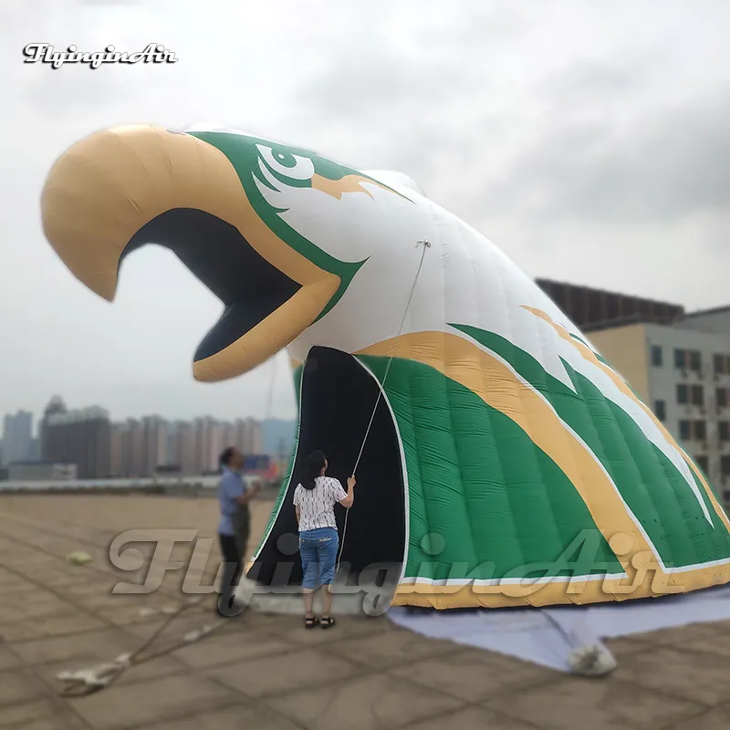 Tunnel de Football gonflable géant d'aigle à tête blanche, modèle de mascotte d'animal de dessin animé, Passage d'aigle américain soufflé à l'air de 4.5m pour événement sportif