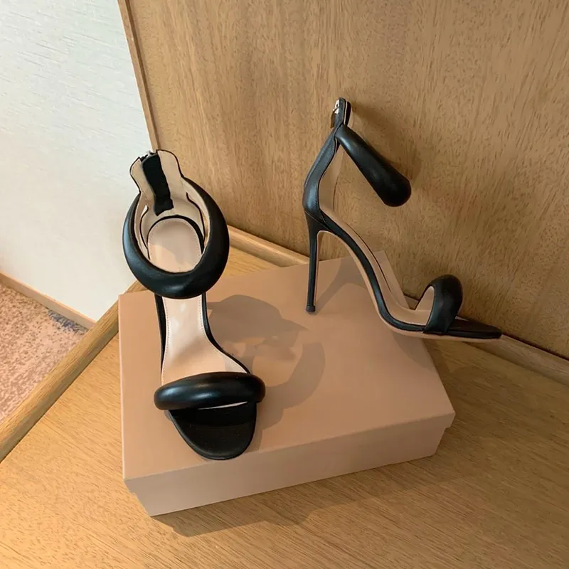 デザイナー女性ジャンヴィト ロッシ スティレットヒール サンダル ドレスシューズ ヒール夏の高級デザイナー サンダル ドレス結婚式の靴最高品質のボックス NO360