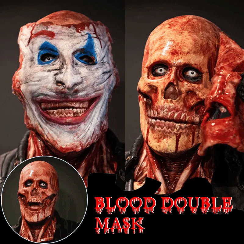 Party Masks Halloween Joker Jack Clown Scary Mask Vuxen Ghoulish Double Face Ski 220823289C