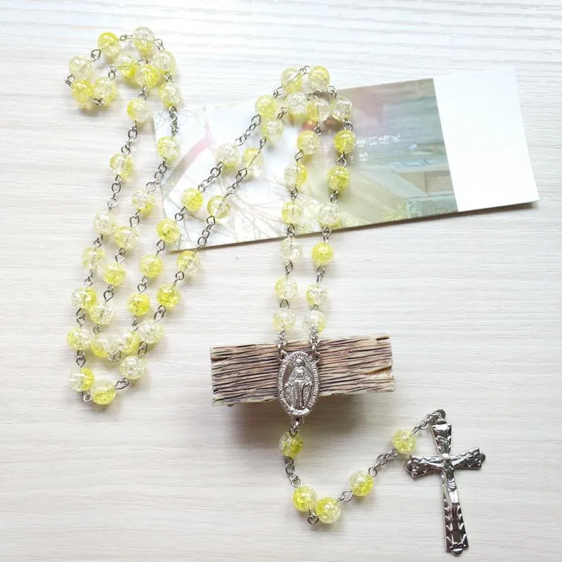 Hanger kettingen rozenkrans y-necklace 4 kleuren religieuze zegen chaplet glanzend gebed kralen ketting maagd Maria medaille katholiek kruisbeeld kruis j