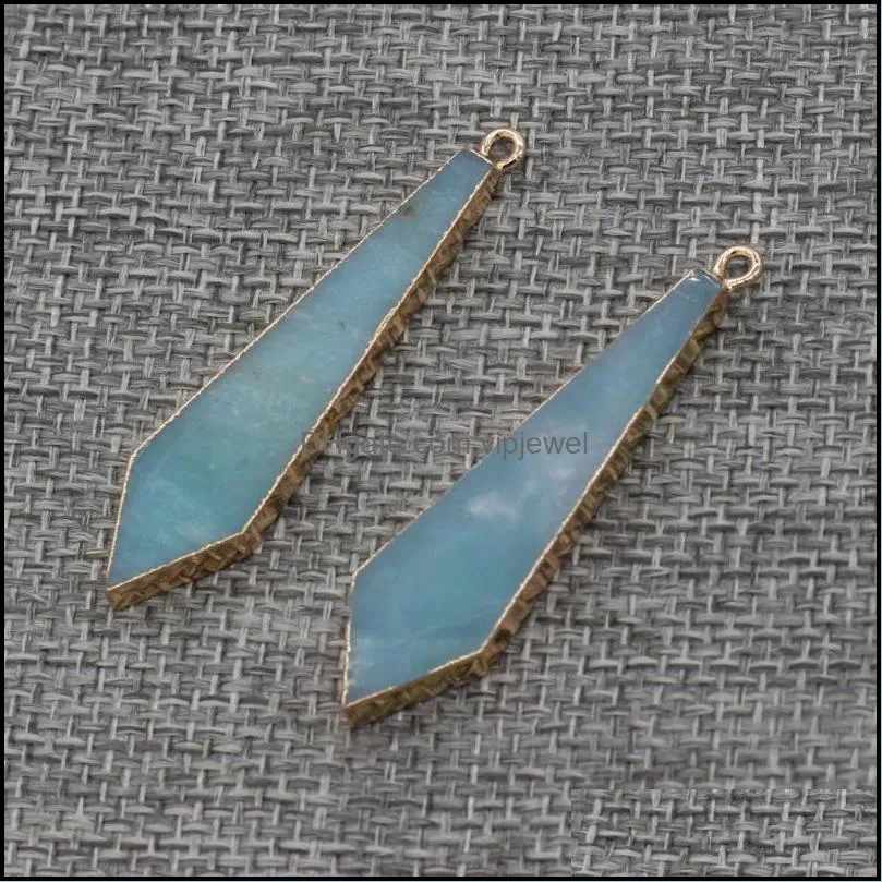 charms natural gem stone pendant sword shape amazonite for jewelry making diy necklace earrings accessories size 12x48mmcharms