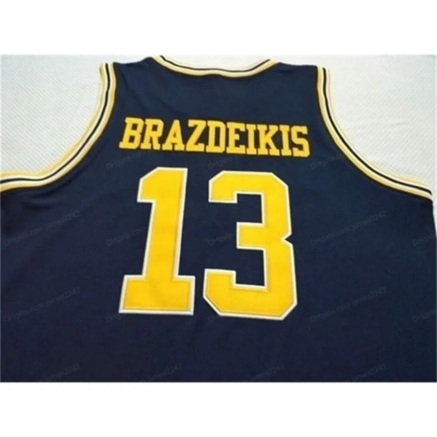 Nikivip Custom Ignas Brazdeikis #13 College Basketball Jersey Men Stitched White Blue Any storlek 2XS-5XL Namn och nummer