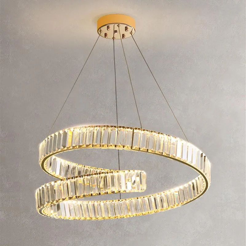 Lampade a sospensione moderna soggiorno di lusso in cristallo lampadario a LEDELIER Studio in oro Isola rotonda Apparecchi di illuminazione appesa