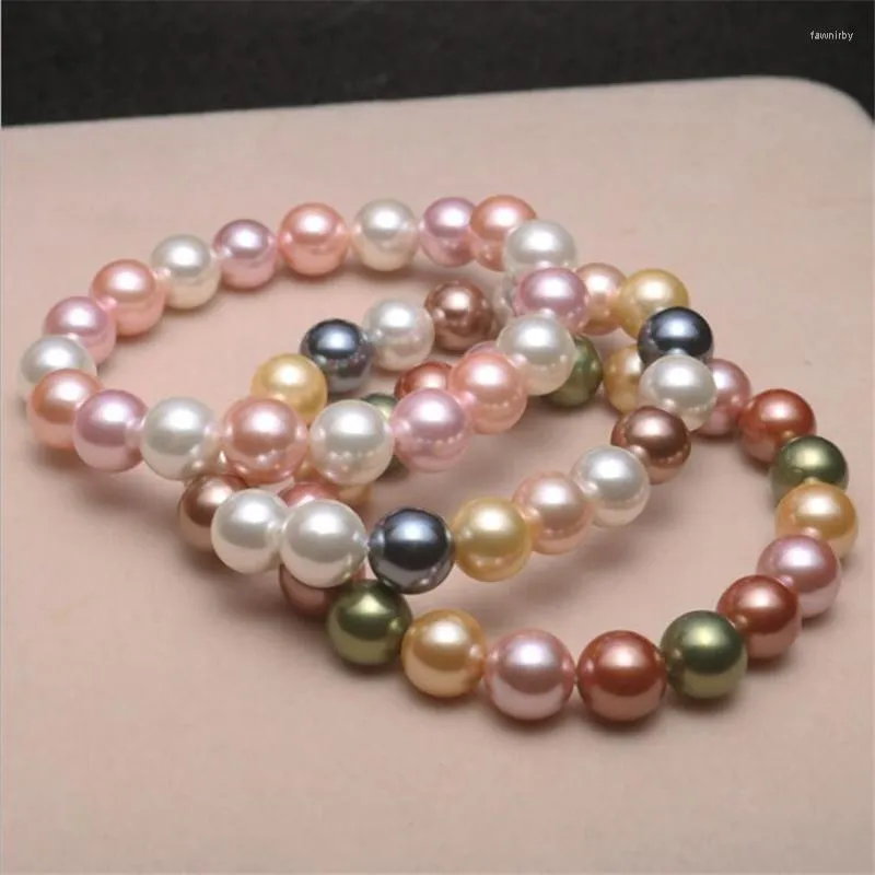 Perles Strands Energy Multicolore Bracelet 8mm Coquillage Naturel Perles Rondes Perle Guérison Stretch Charme Yoga Femmes Bijoux Fawn22