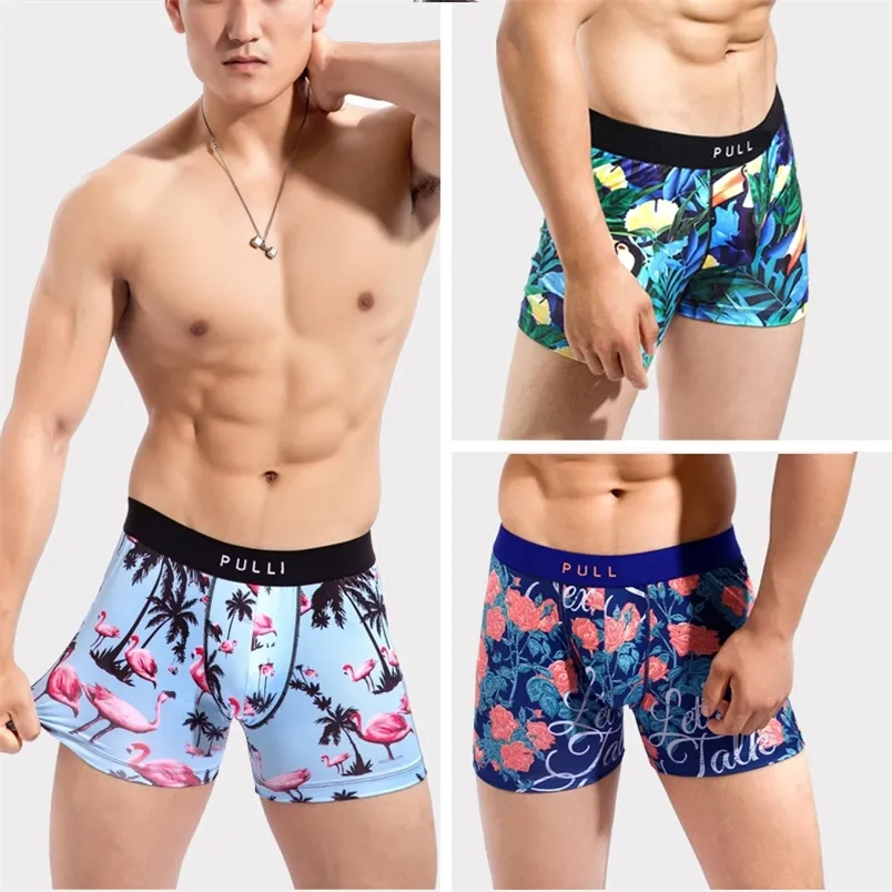Ny samling män s underkläder boxare sexiga gym drar bikini under slitage manin tecknad leica LJ201109