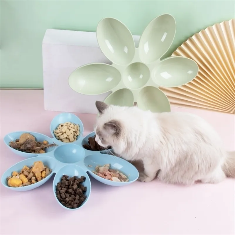 Kreativ mat för katter och hundar, kronblad, multi-gallerskål, plast Pet Feeding Water Bowl 220323